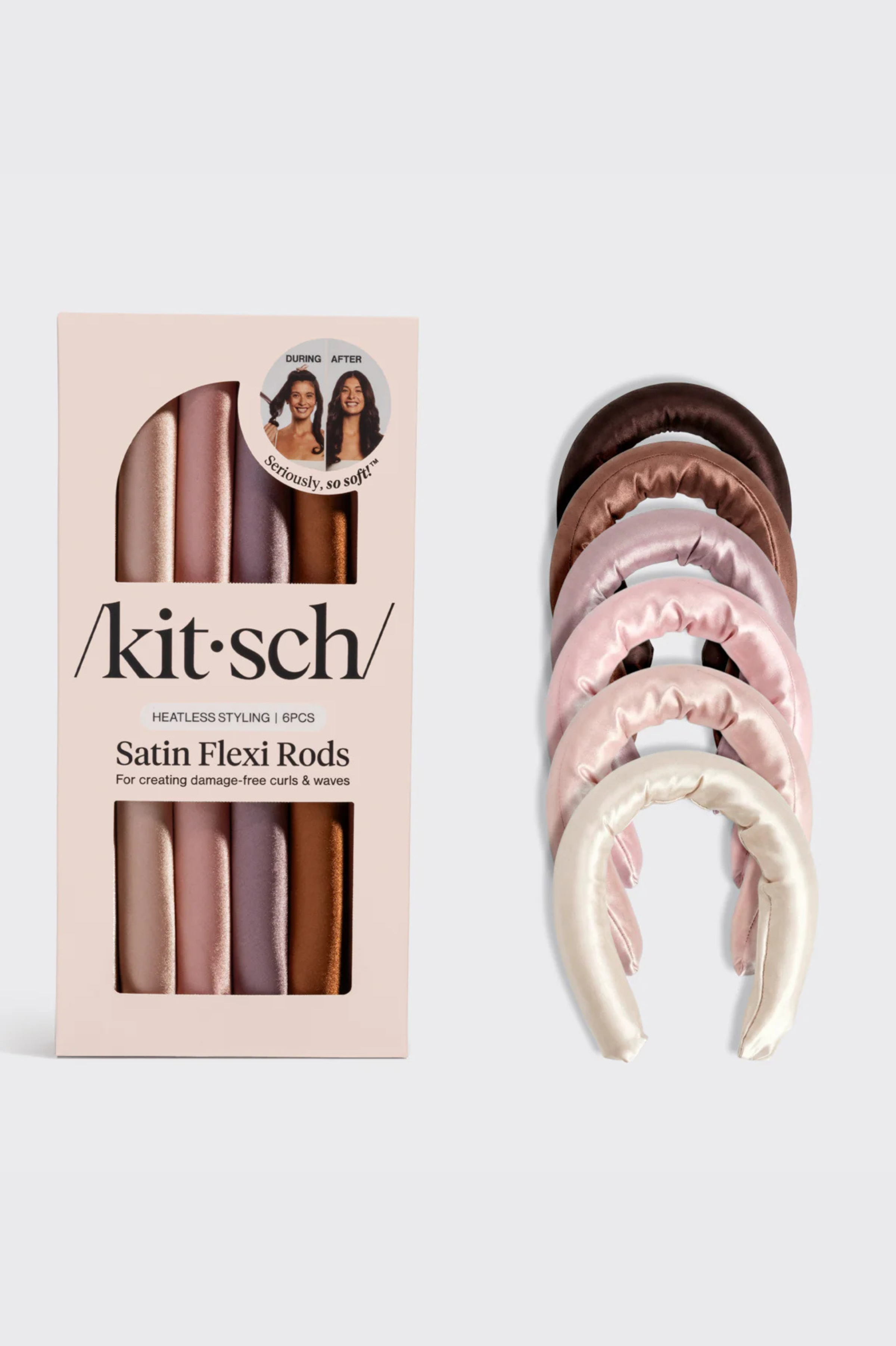 KITSCH - Satin-Wrapped Flexi Rods 6pc Set - Rosewood