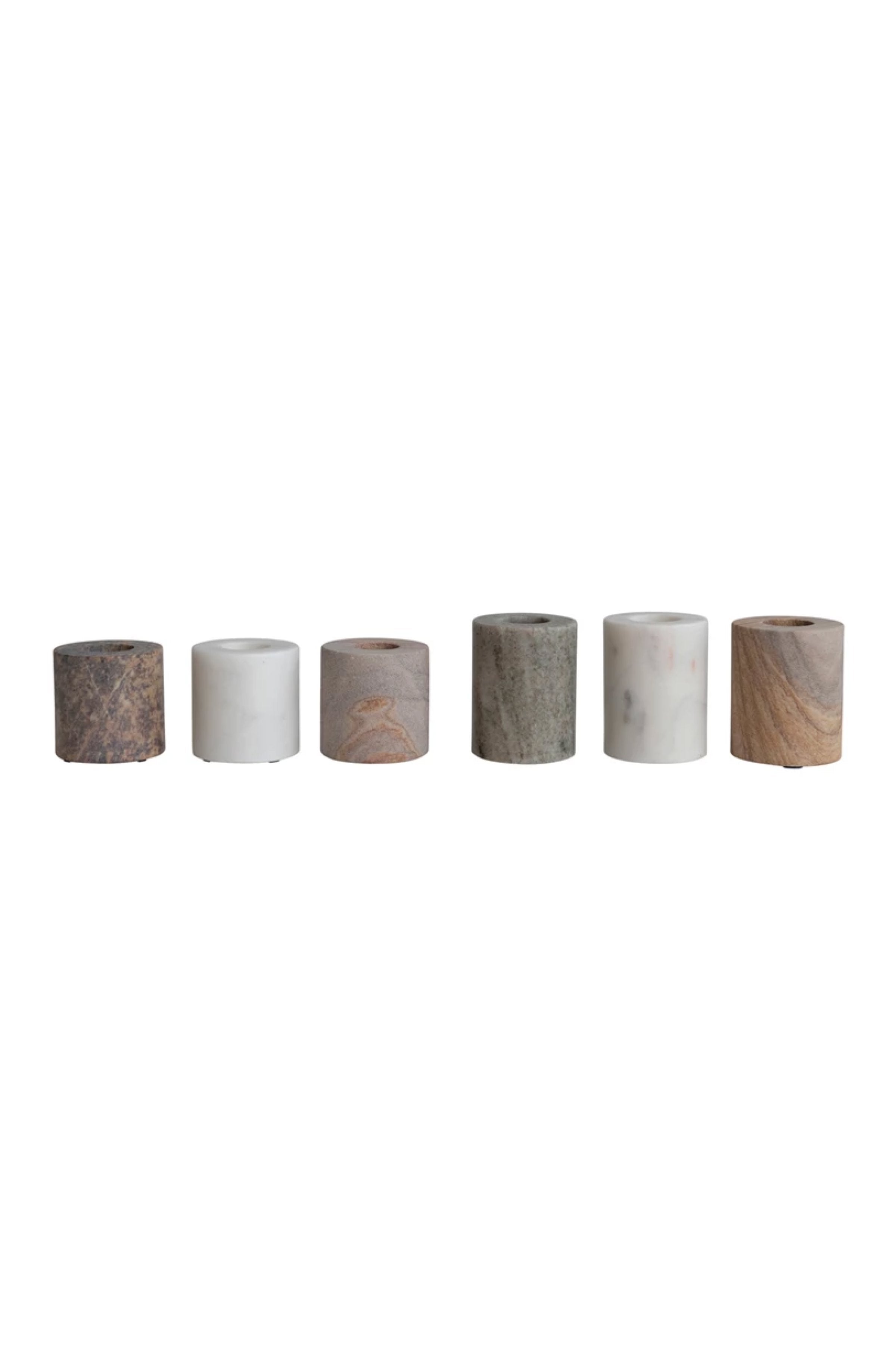 Marble Taper Holders Set of 6