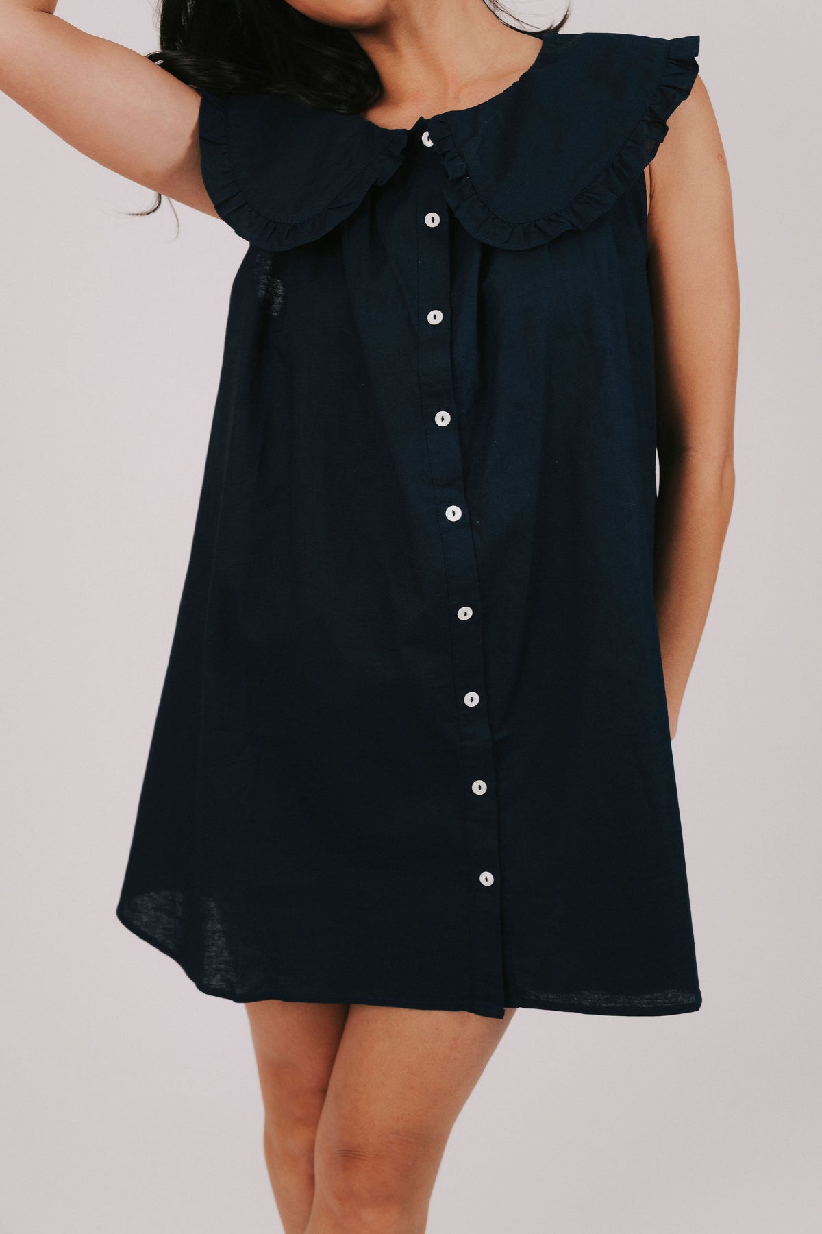 mini collared dress with buttons down the front 