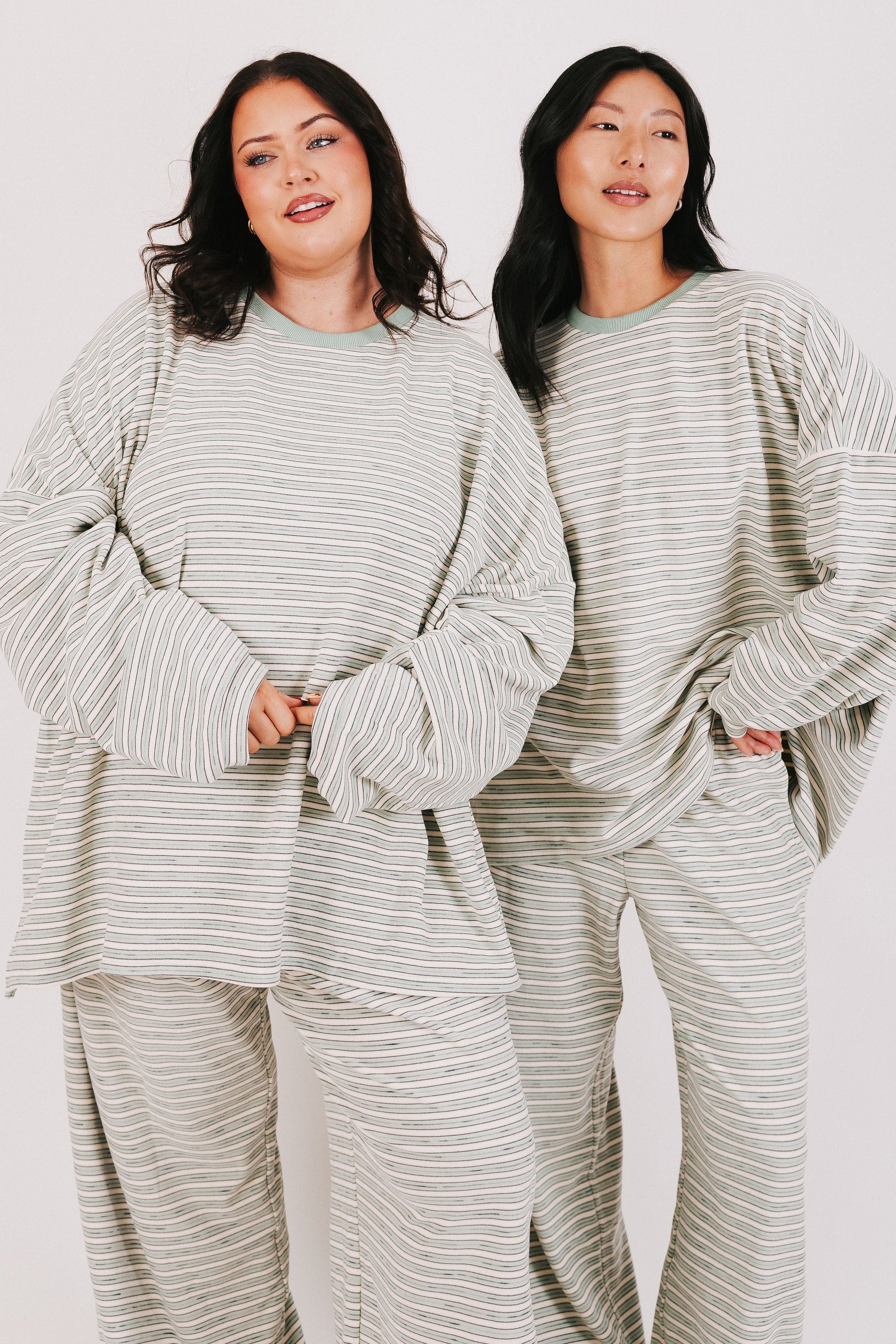 min striped oversized long sleeve top