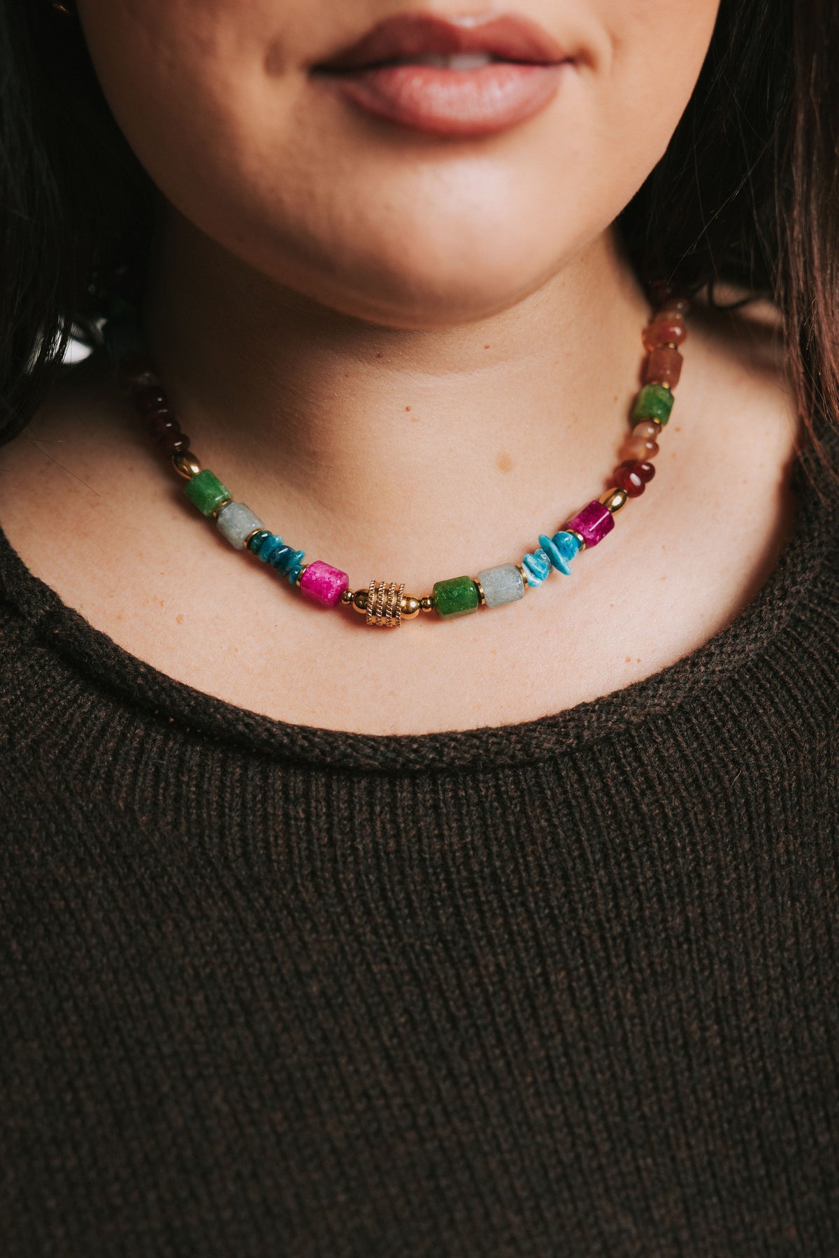multicolored gemstone necklace
