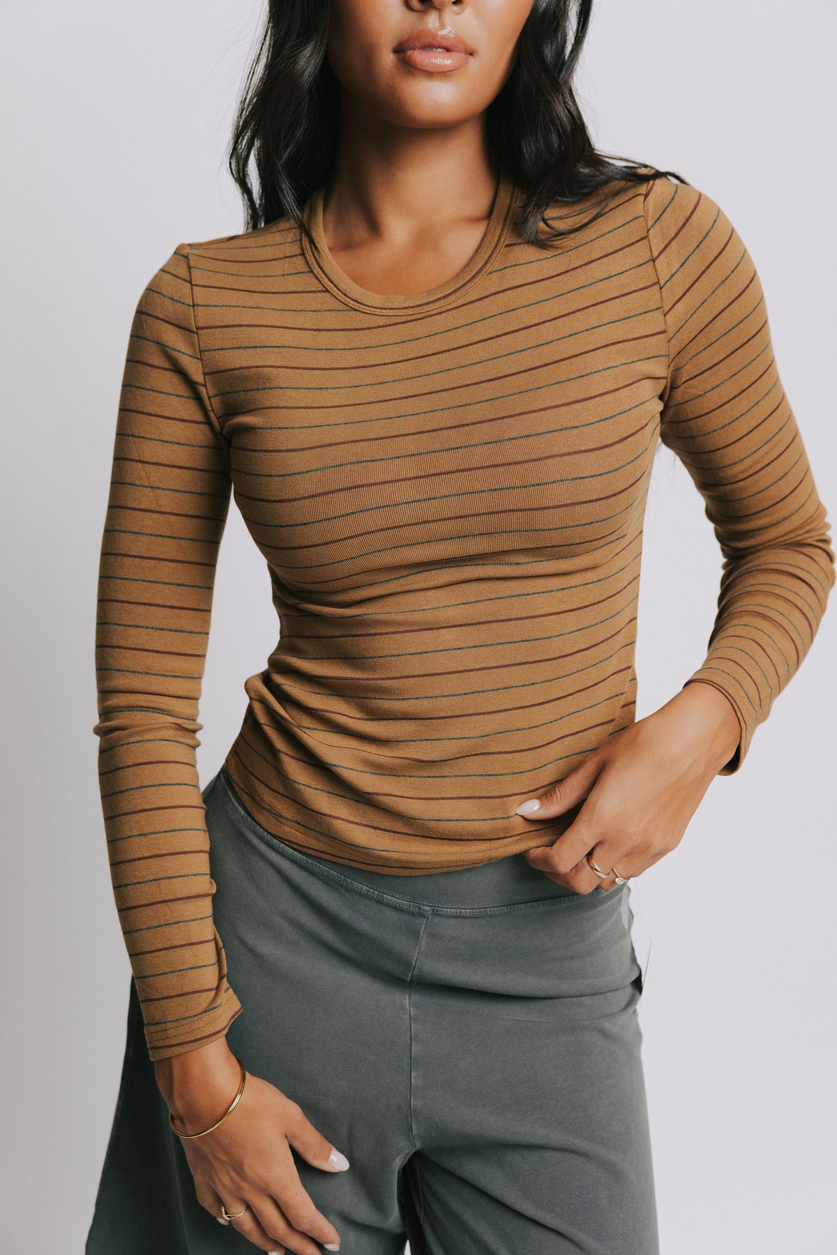 multicolored striped top