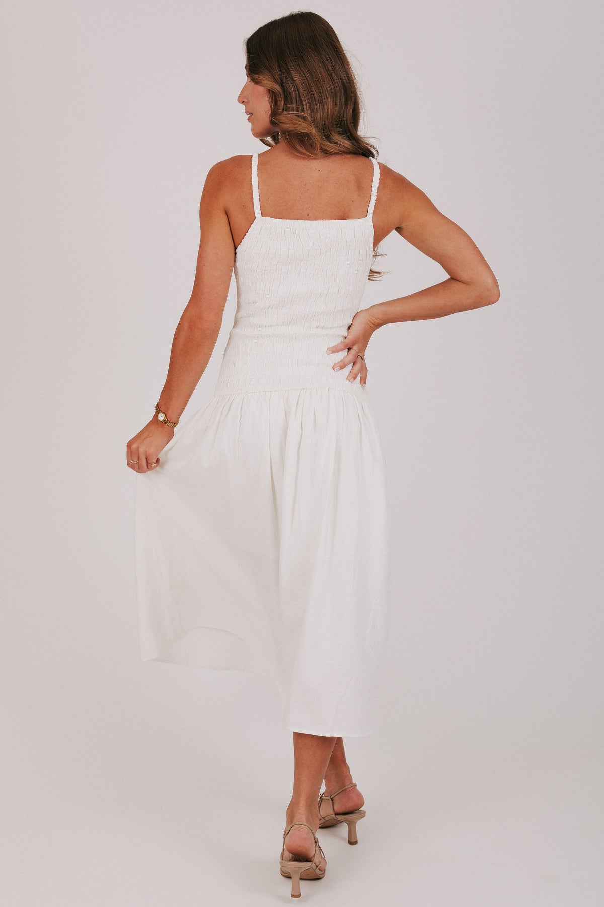 white drop waist midi dress Dreamed Of This L / Off Size:4 Yrs Dark Green Wool Maxi line dry OutOfStock