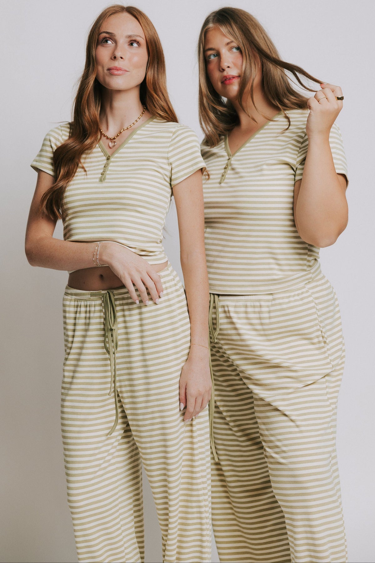 olive striped henley short sleeve top 