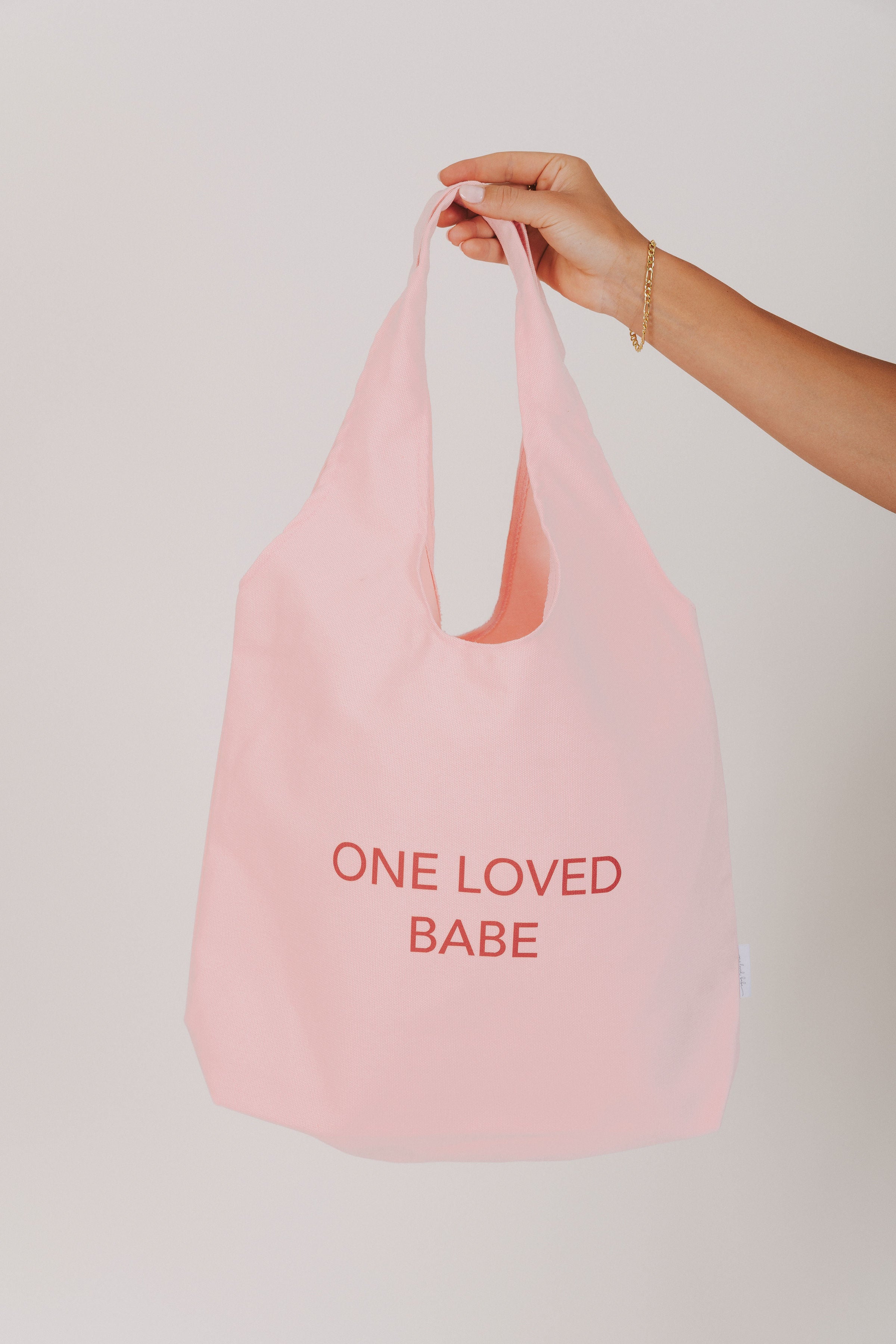 one loved babe tote bag pink