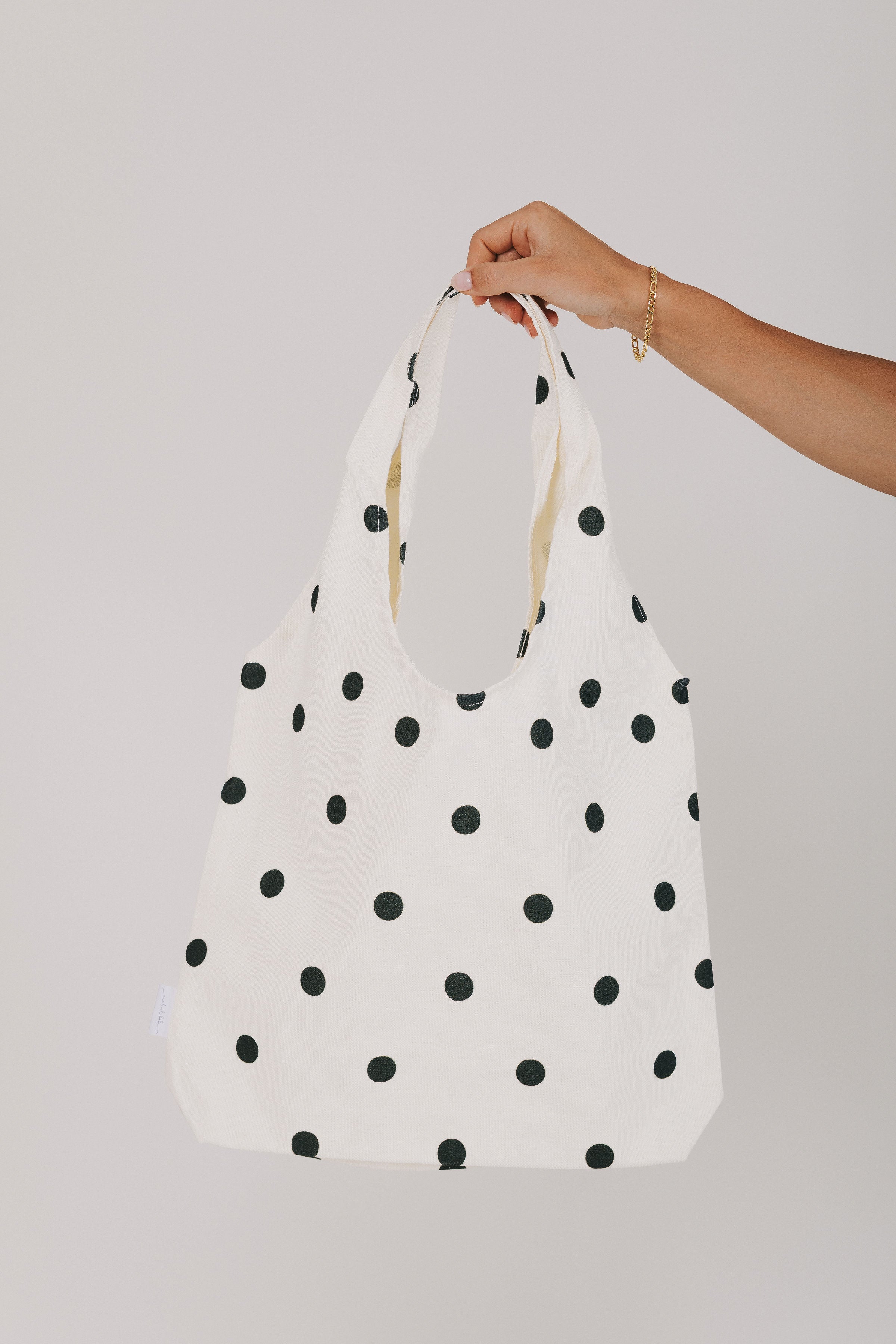 one loved babe tote bag polka dots