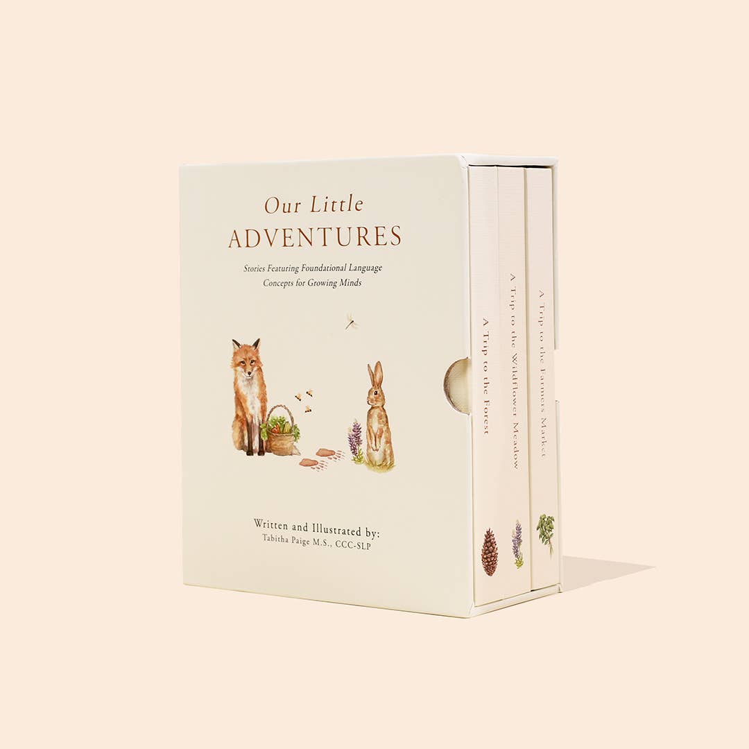 Set of 3 books for babies and kids with water color art and images of a fox and a bunny on the front. 