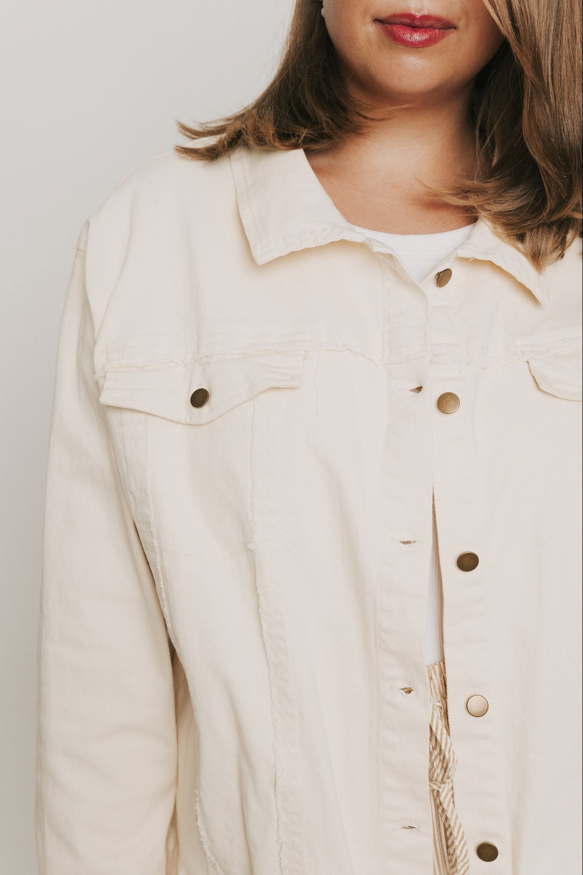 oversized denim jacket cream plus close