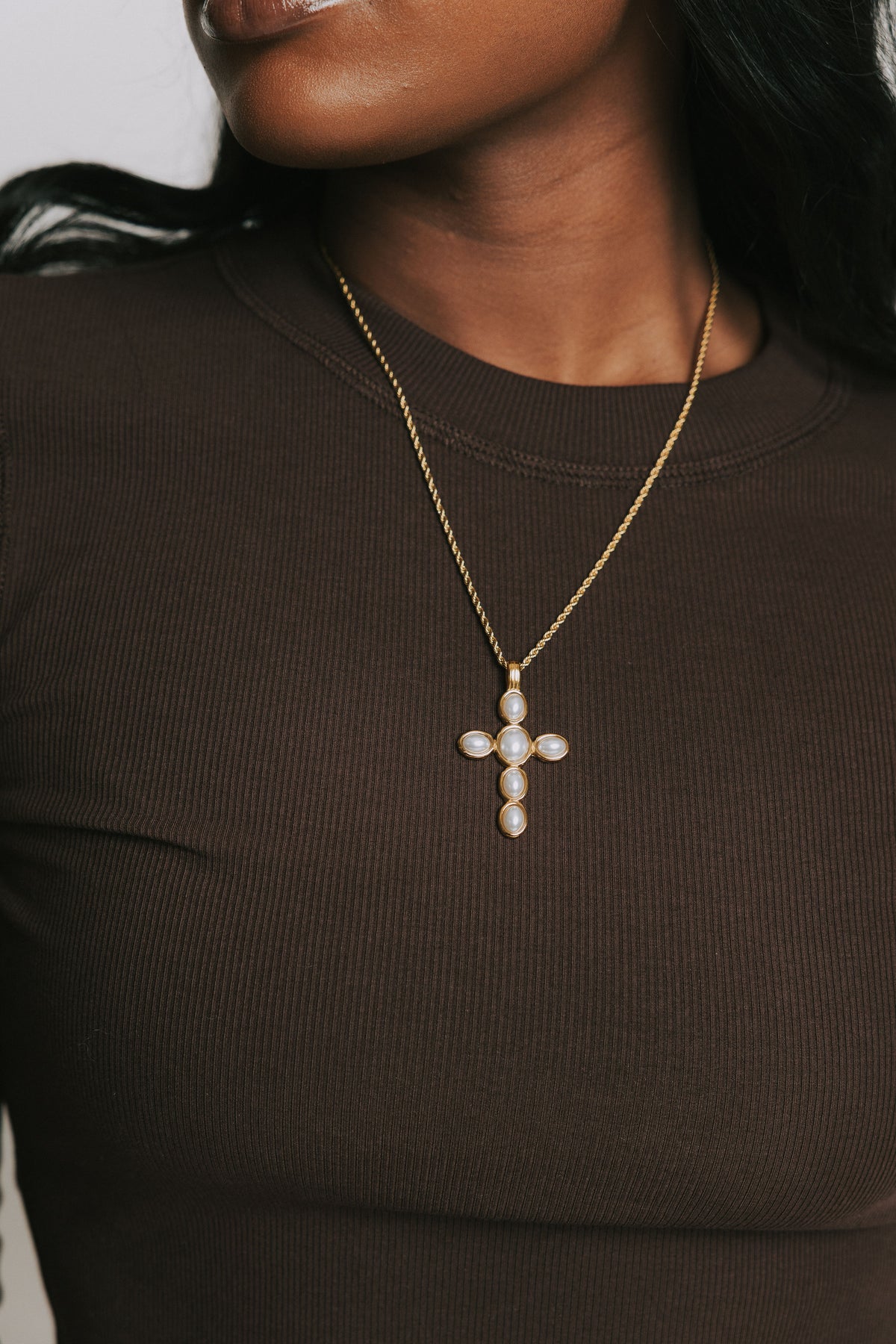 pearl cross necklace 