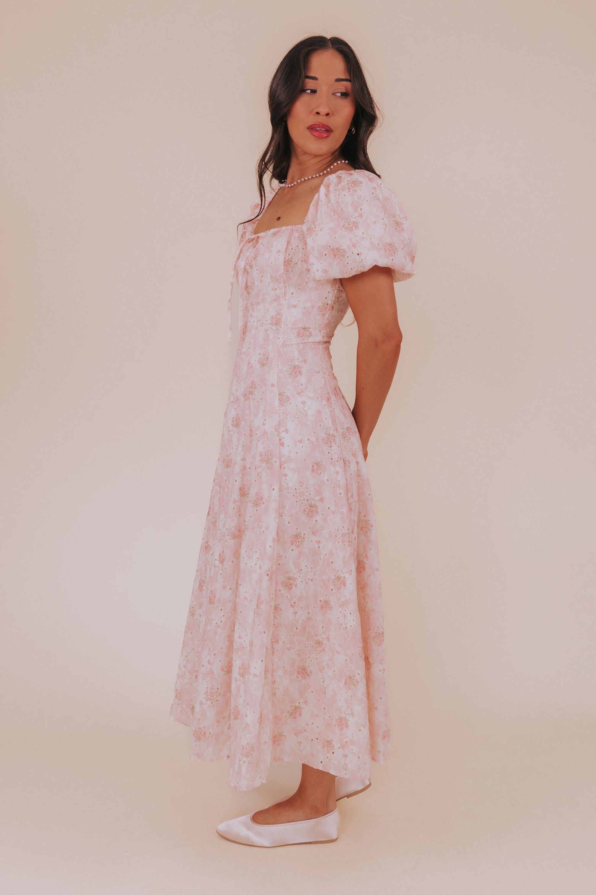 cream pink dress Wrap Dress Flora Gala