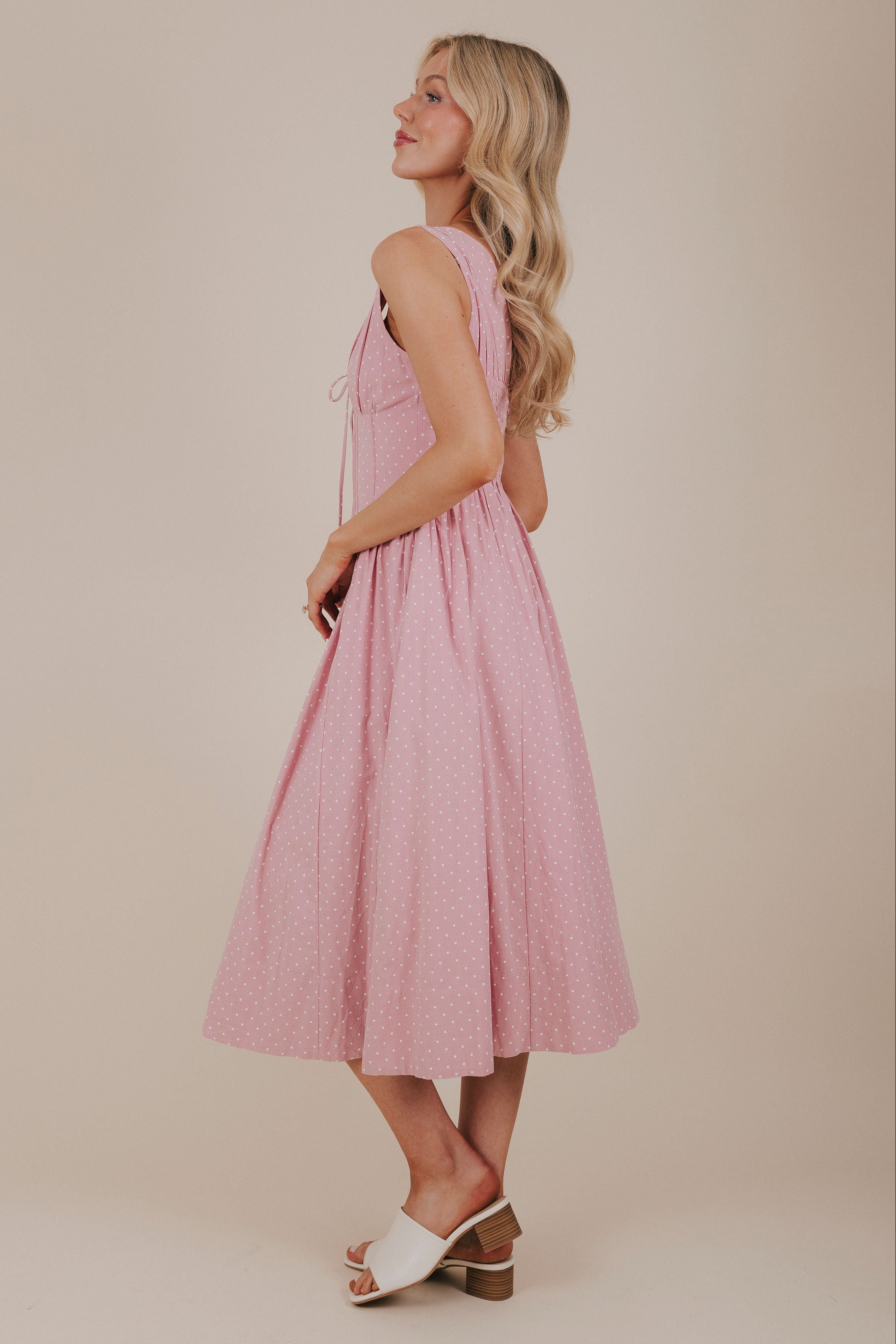 pink polka dot bridesmaid dresses Pink Poise Dress L / Almond