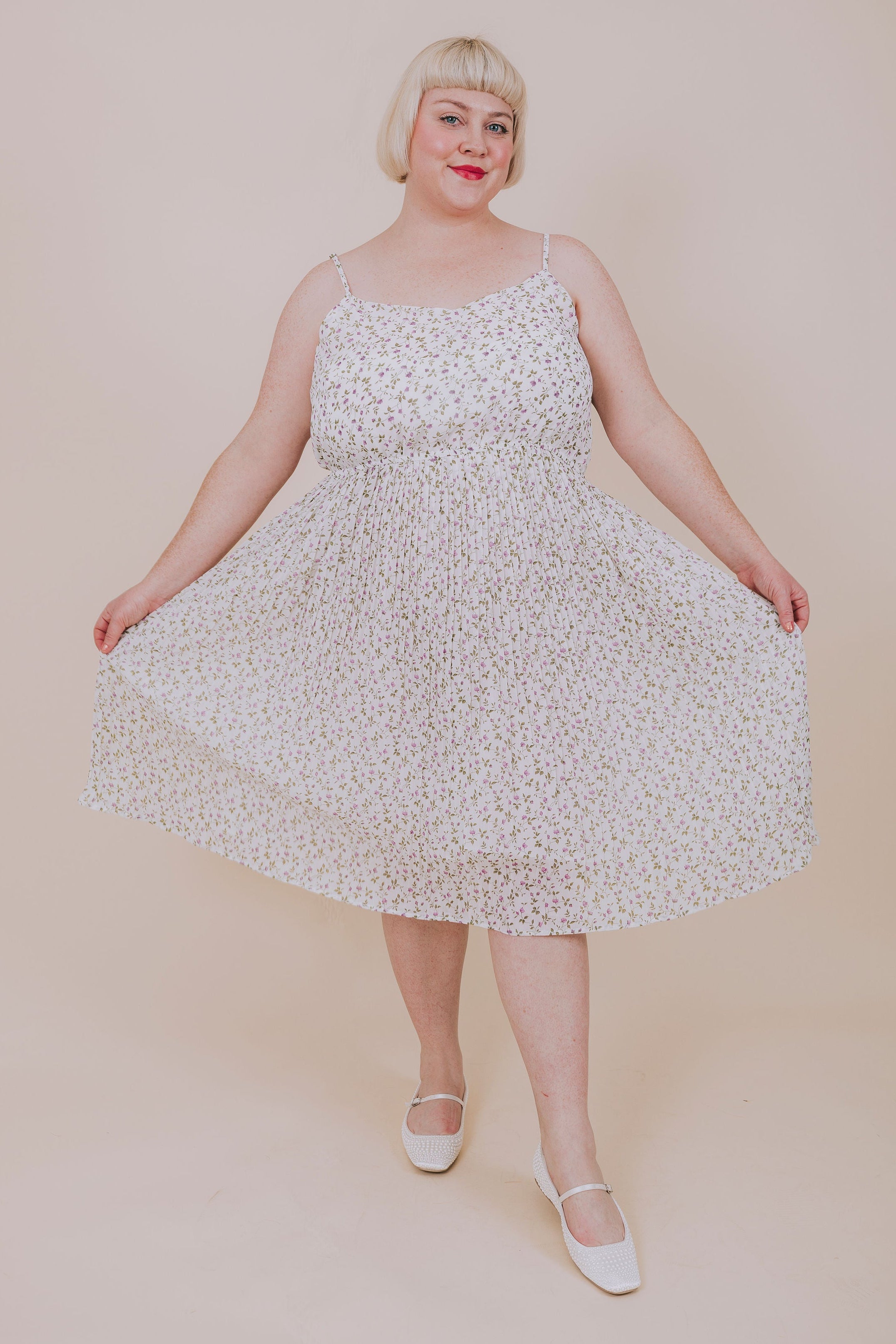 plus size floral pleated sundress full