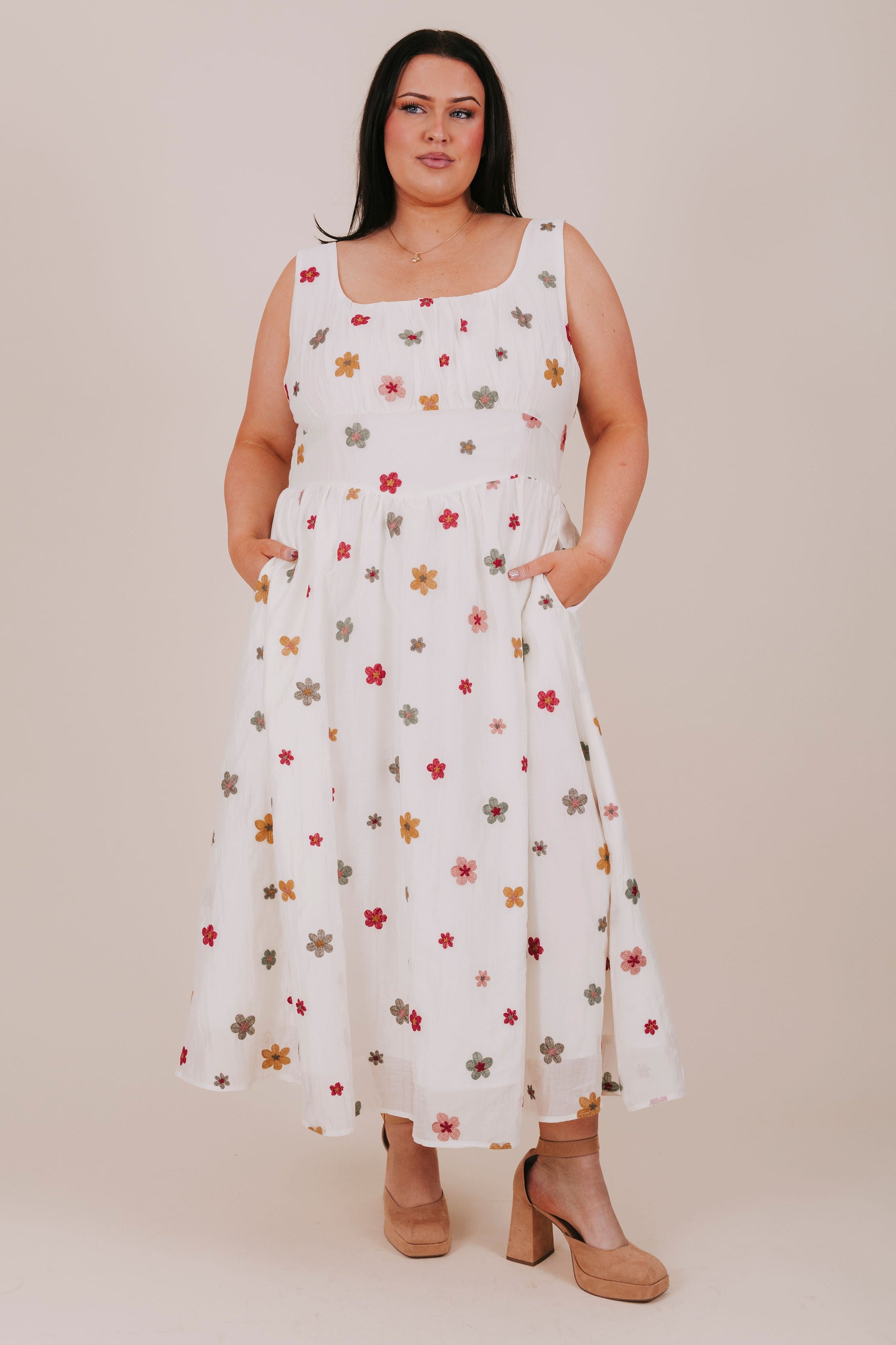 bebe floral embroidered midi dress Floral Embroidered Midi Dress
