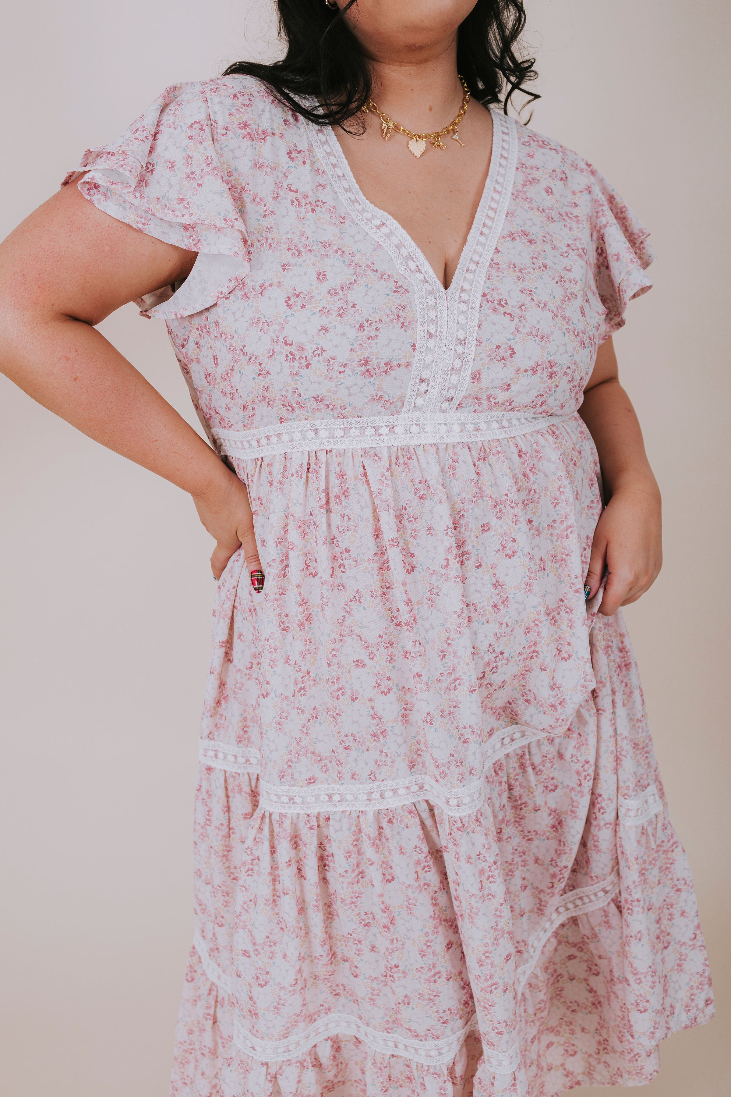 plus size pink ruffle dress PLUS SIZE