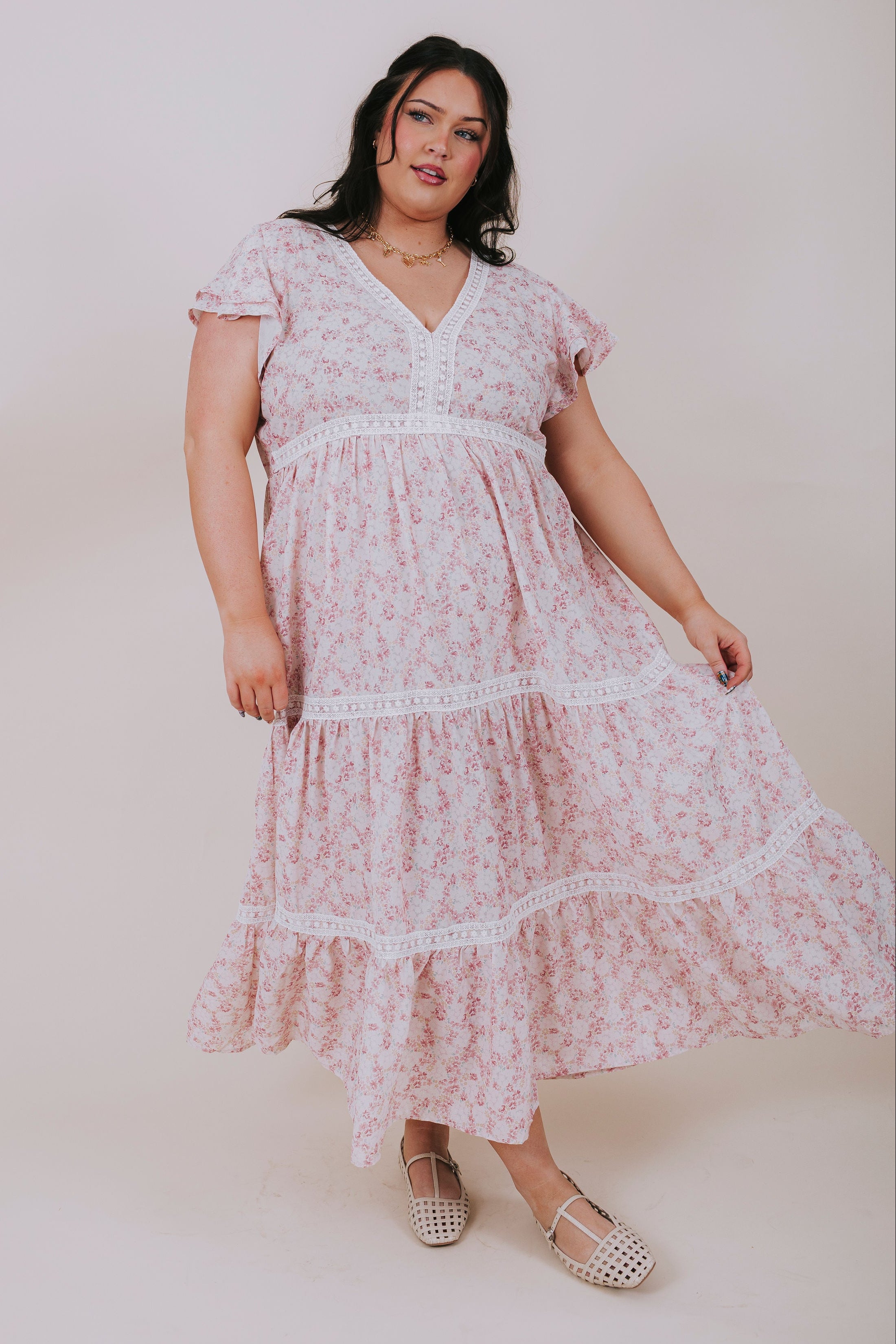 open lace back dress Pretty in Pink Maxi Dress main image 0