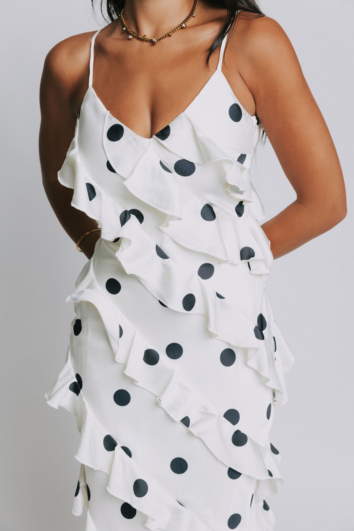 polka dot maxi dress with ruffles 