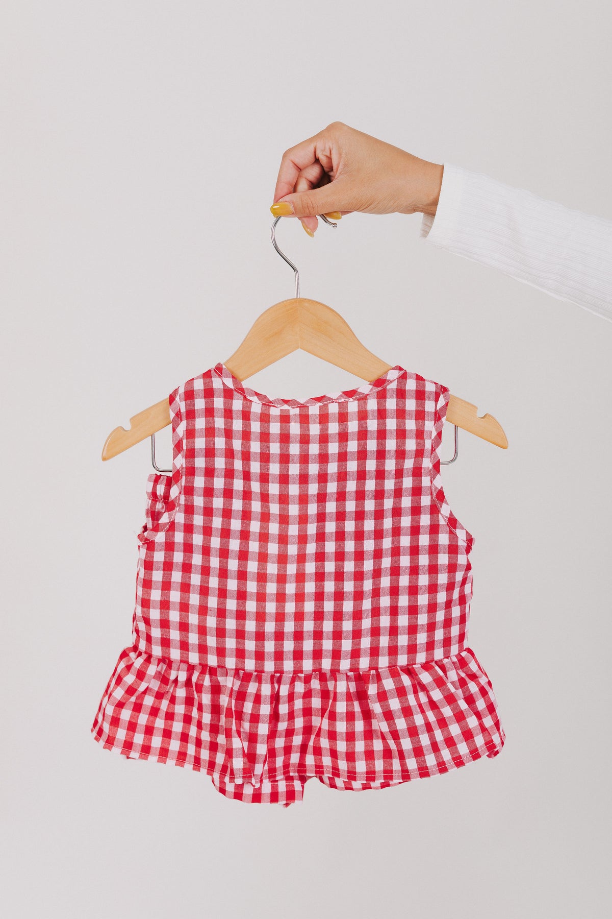 red and white gingham top baby