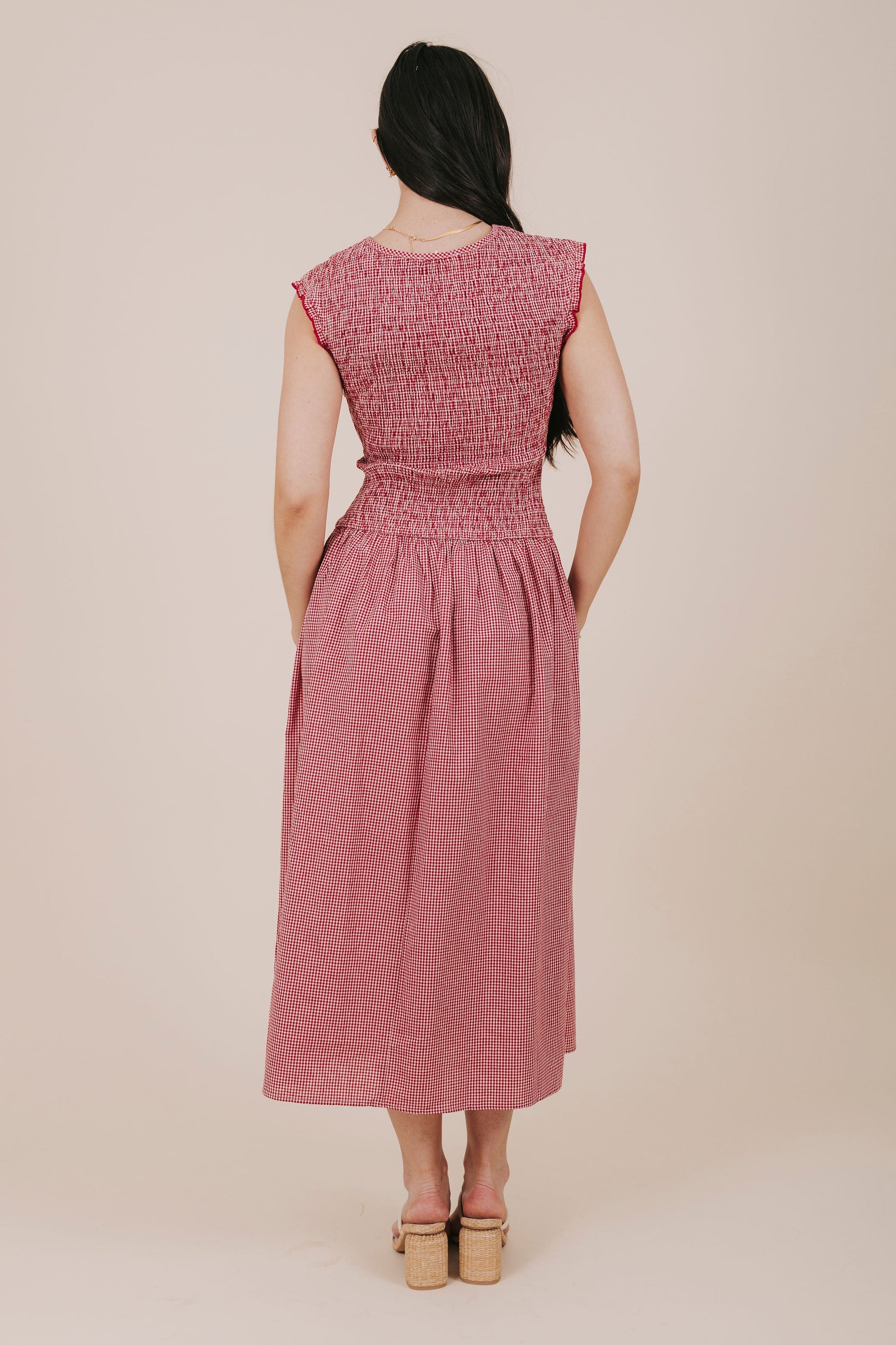 gingham midi dress pink red INCLUSIVE SIZING