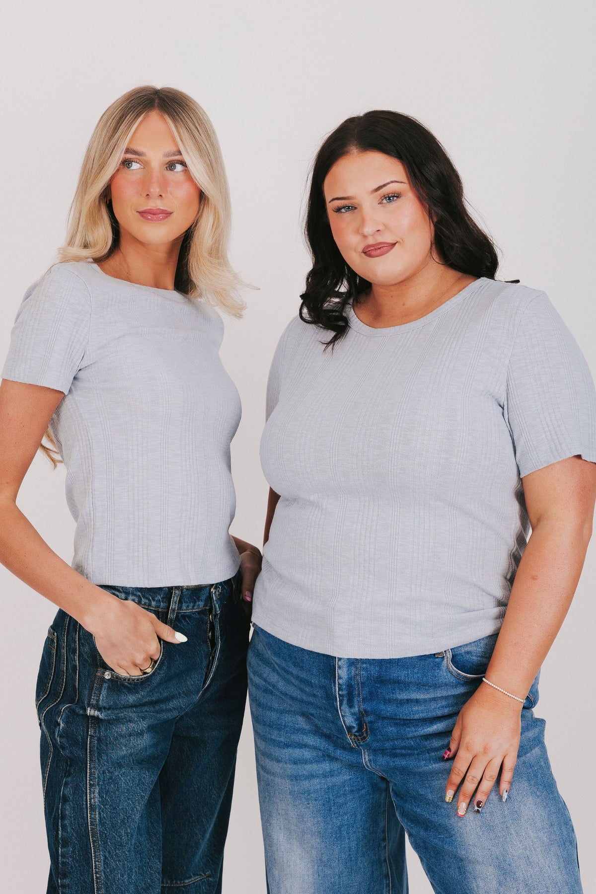 ribbed heathered top blue