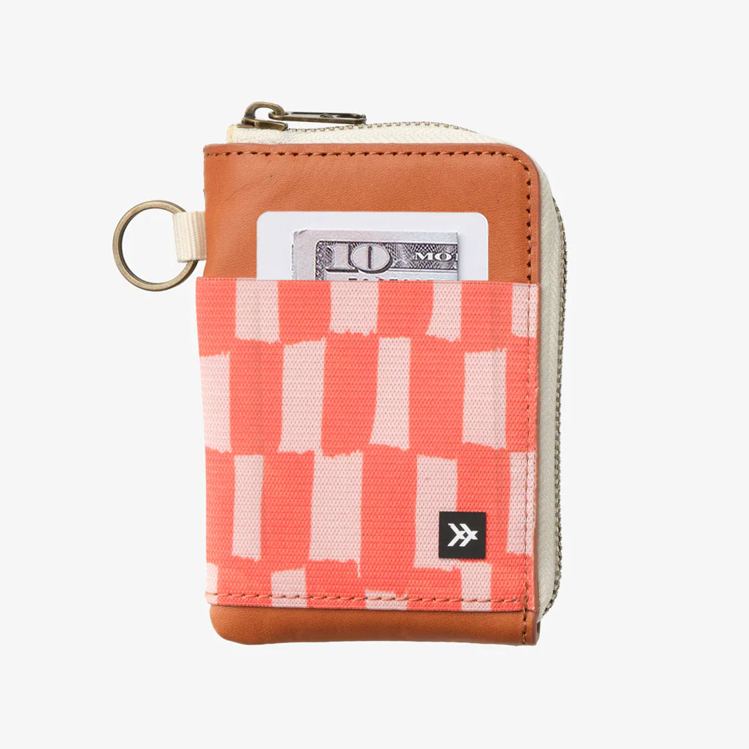 scout peach leather zip wallet