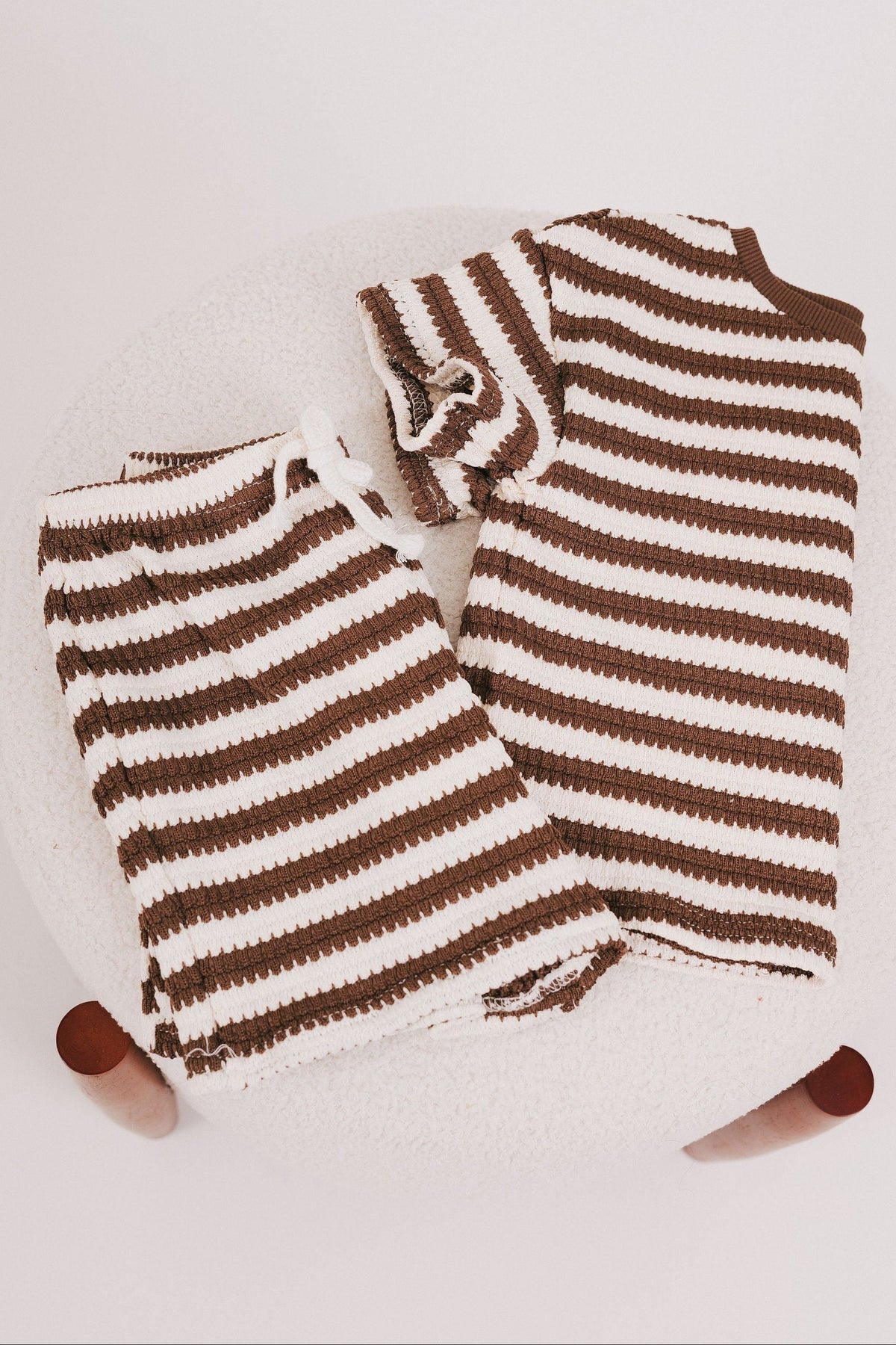 striped baby set brown