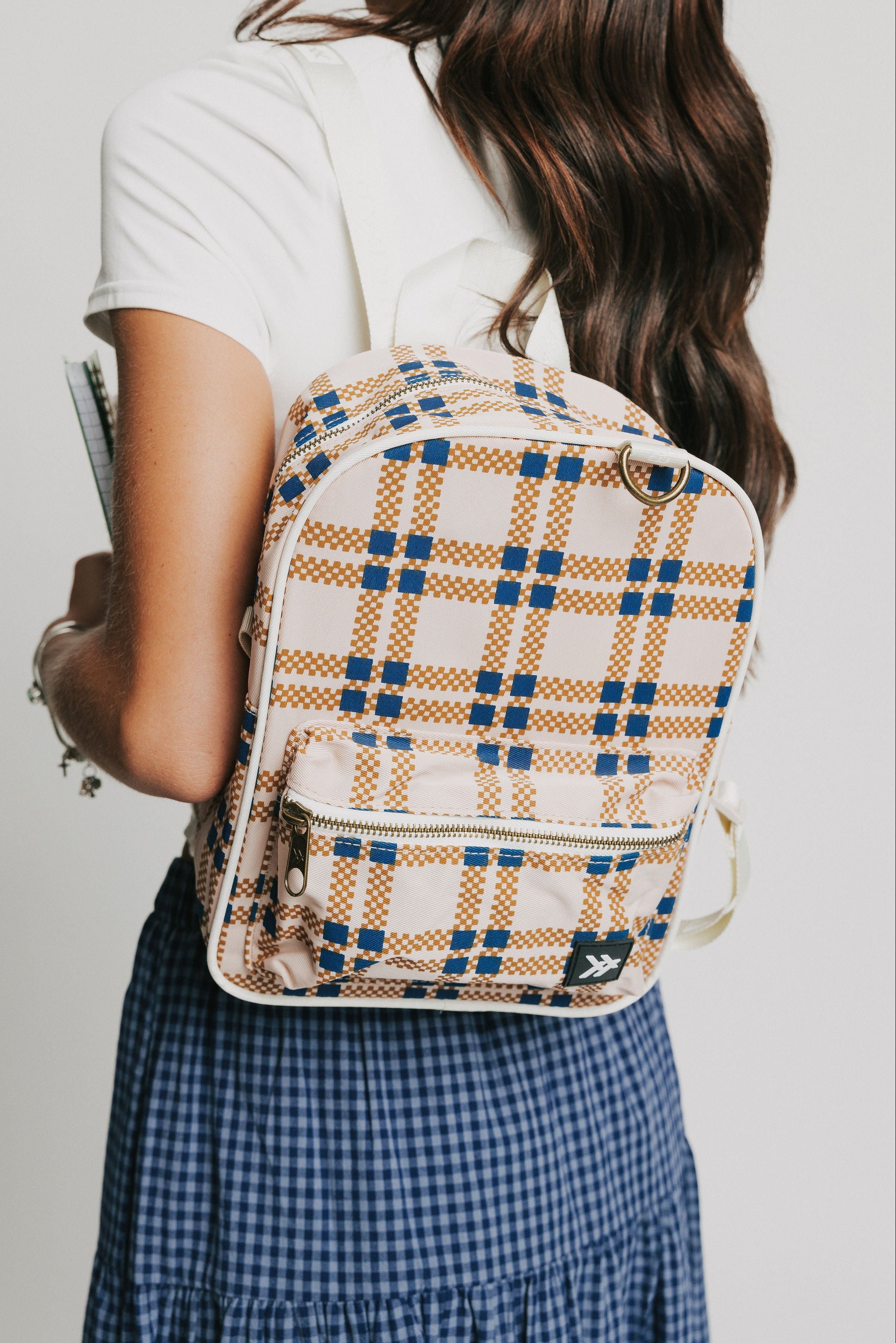 thread mini backpack plaid pattern model