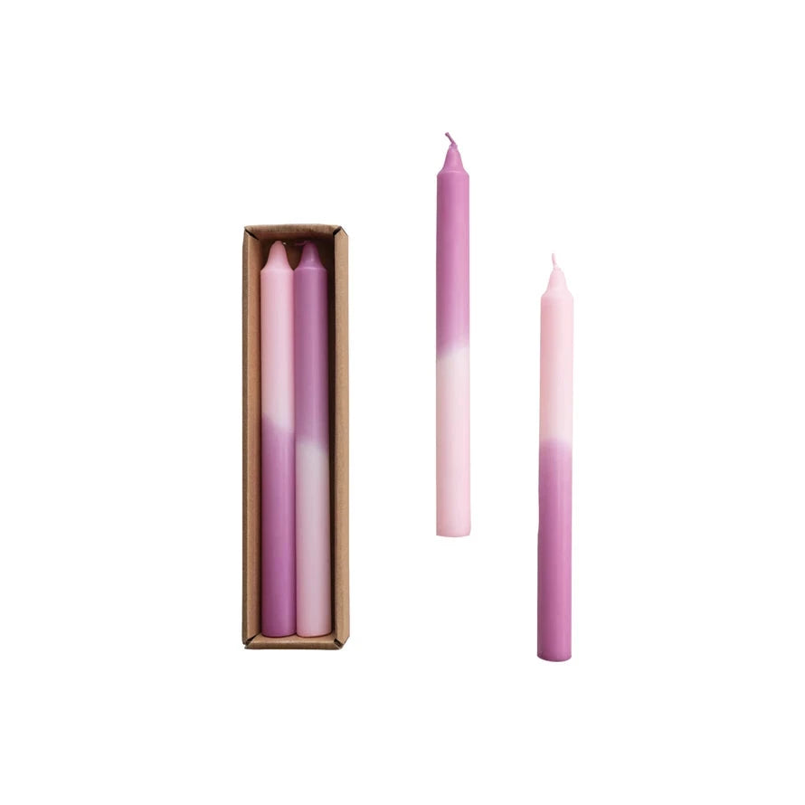 Unscented Taper Candles, Pink & Lilac Ombre, Set of 2 