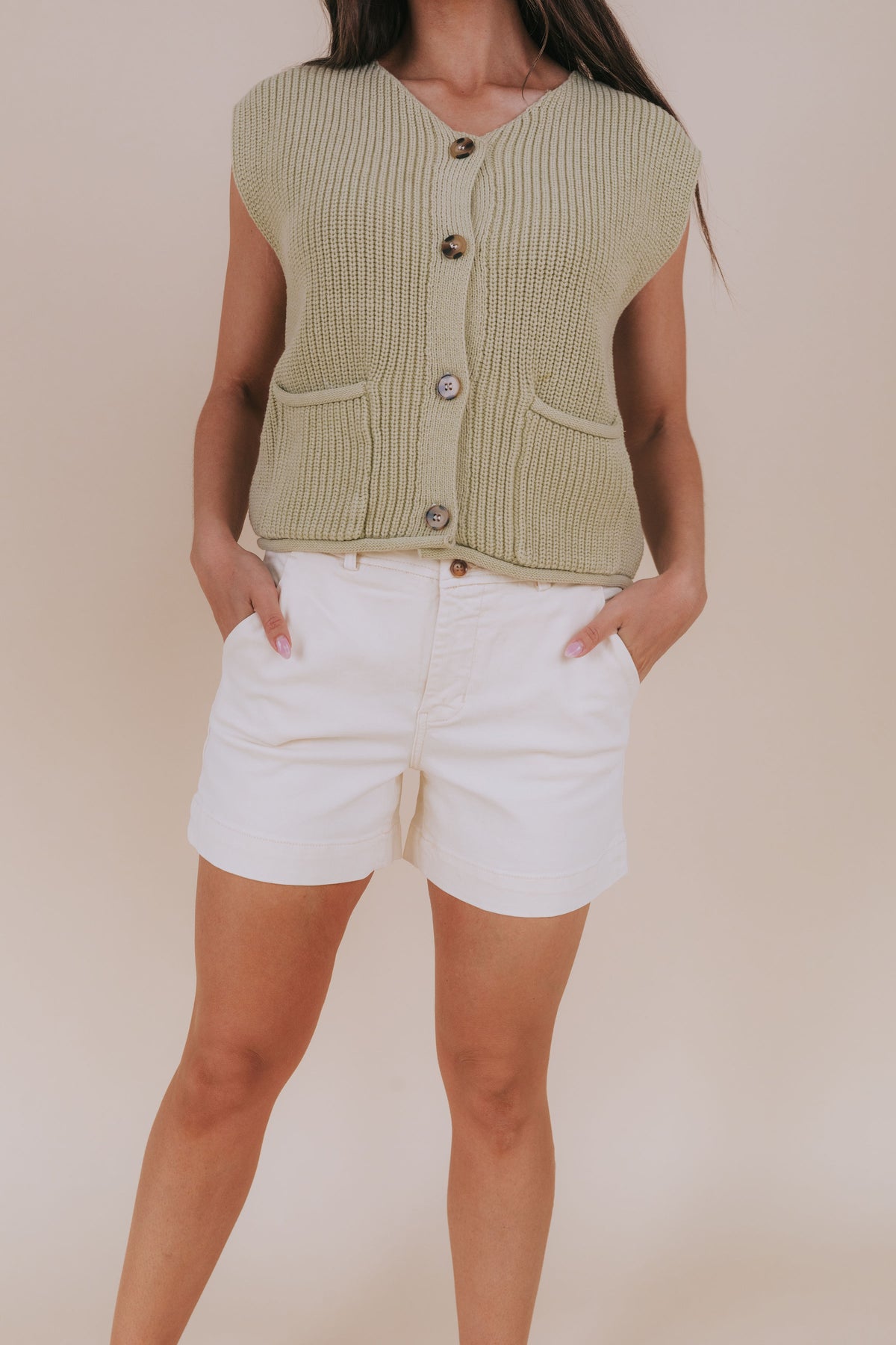 white mid thigh shorts 