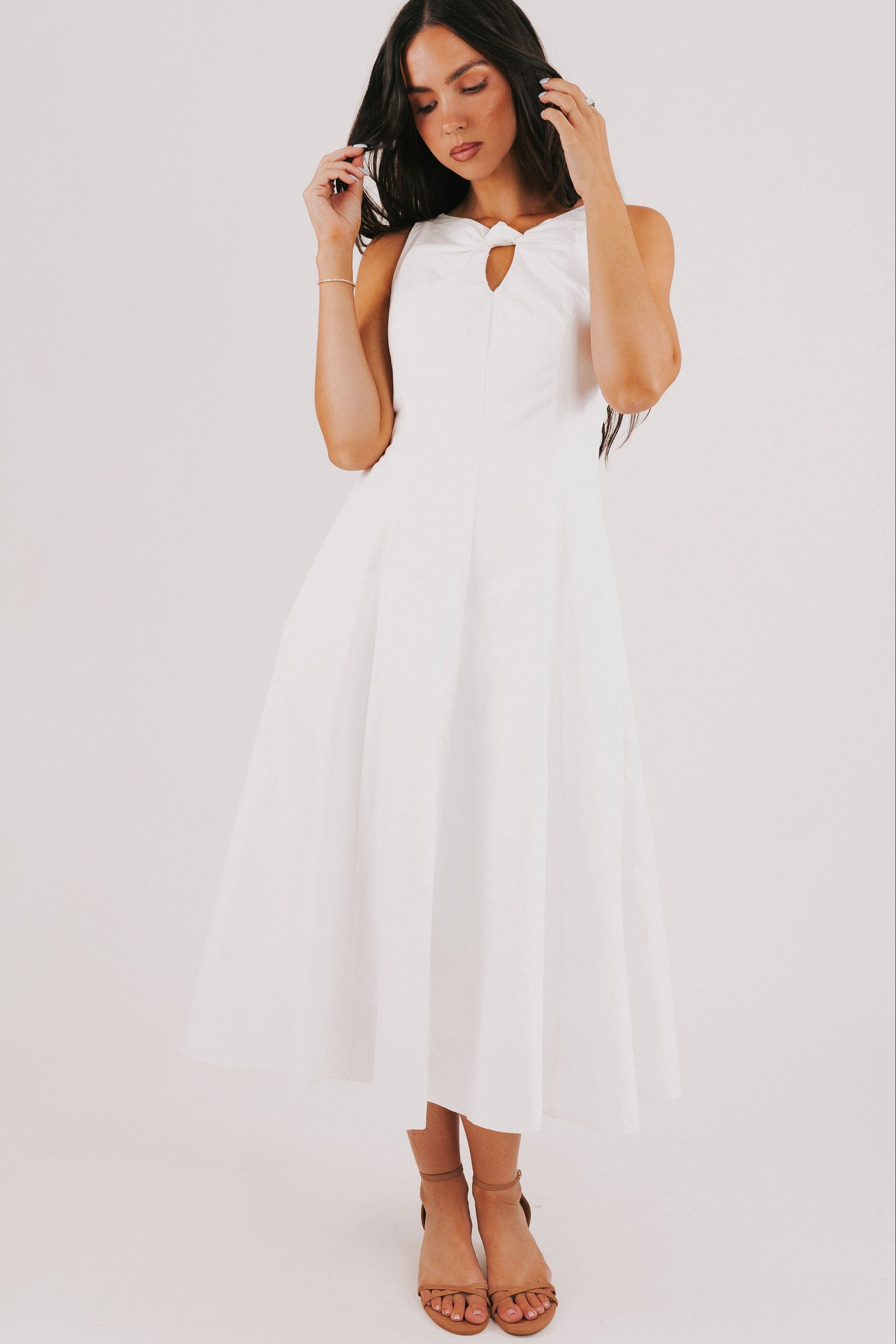 white midi dress elegant Meant To Find You L / Color:Blush-Pink global-description_tag-Every wardrobe needs a summery white dress like this Clarice midi. Its based on a vintage nightdress - youll see the inspirations in the pretty lace and dainty rose trim. Washable Stretch Silk High Zip closure Built