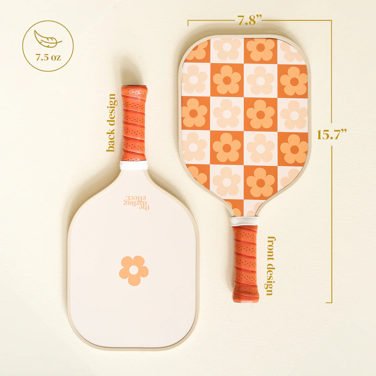 Flower Check Brown Pickleball Paddle