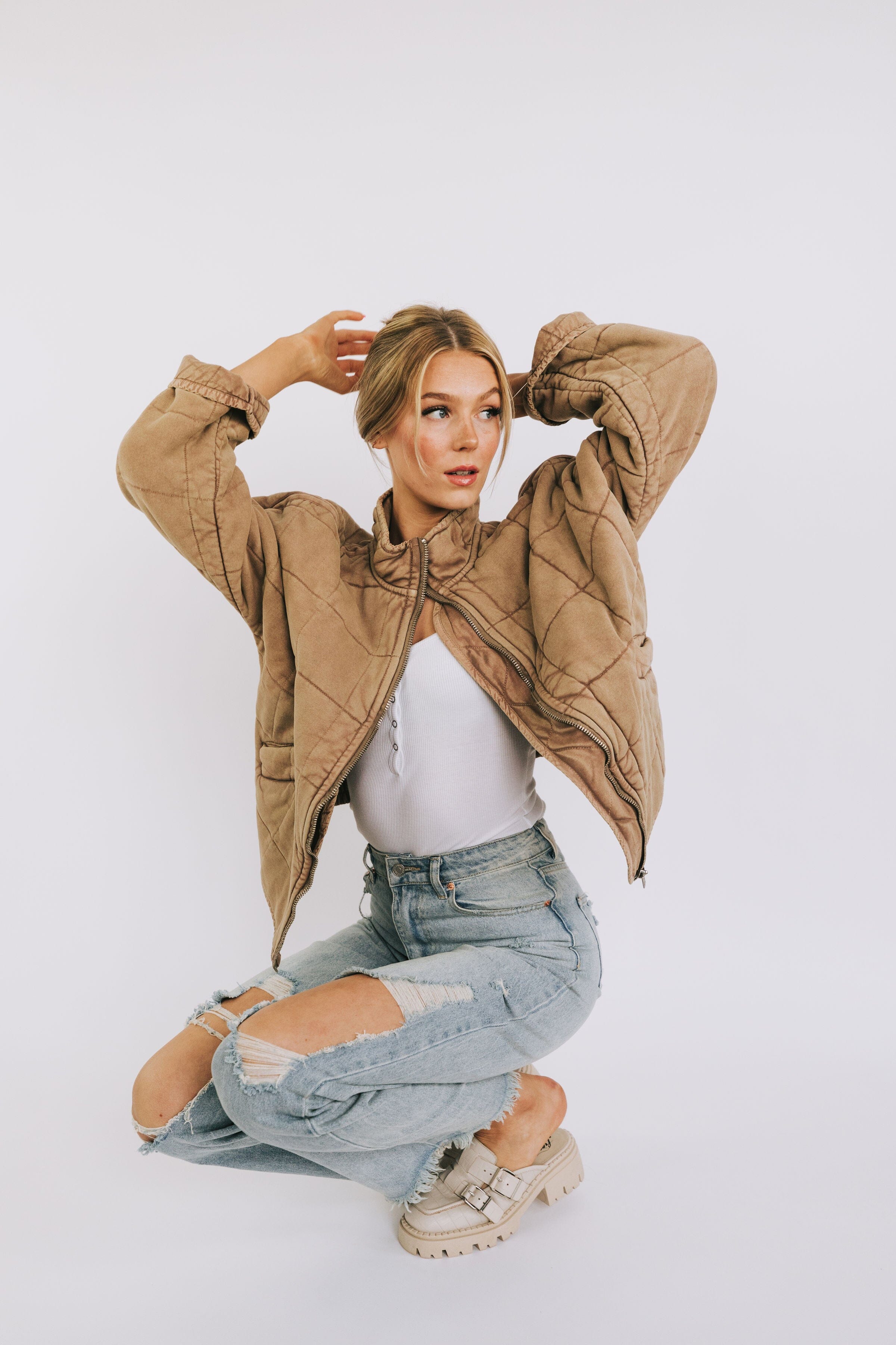 FREE PEOPLE - Dolman Quilted Knit Jacket