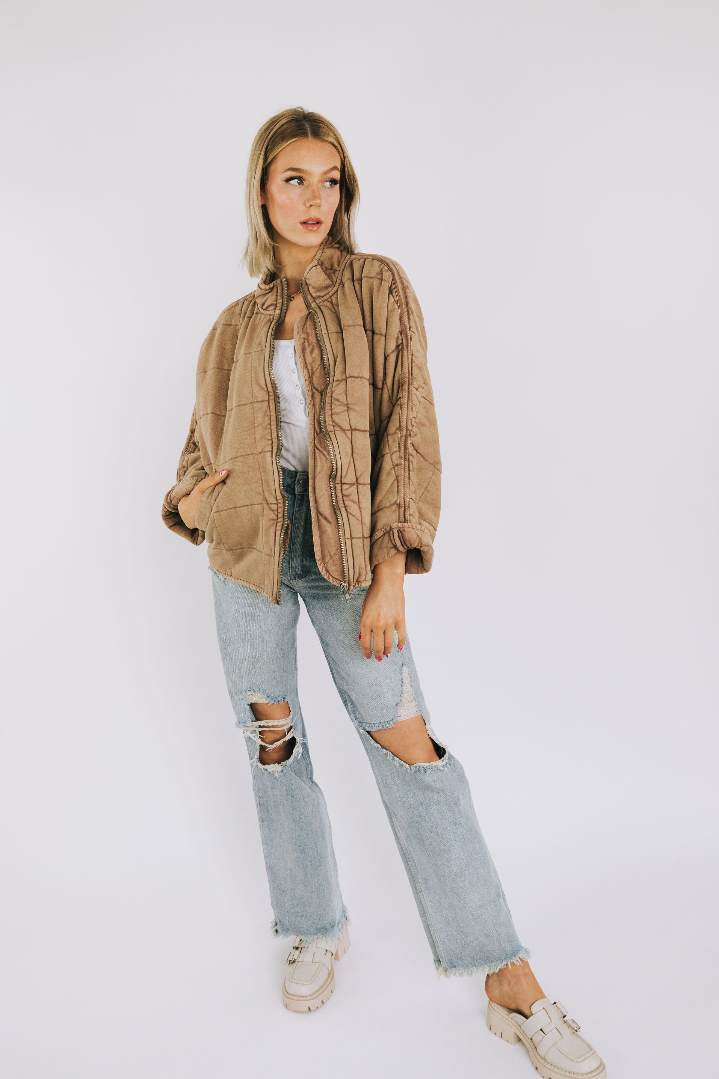 FREE PEOPLE - Dolman Quilted Knit Jacket
