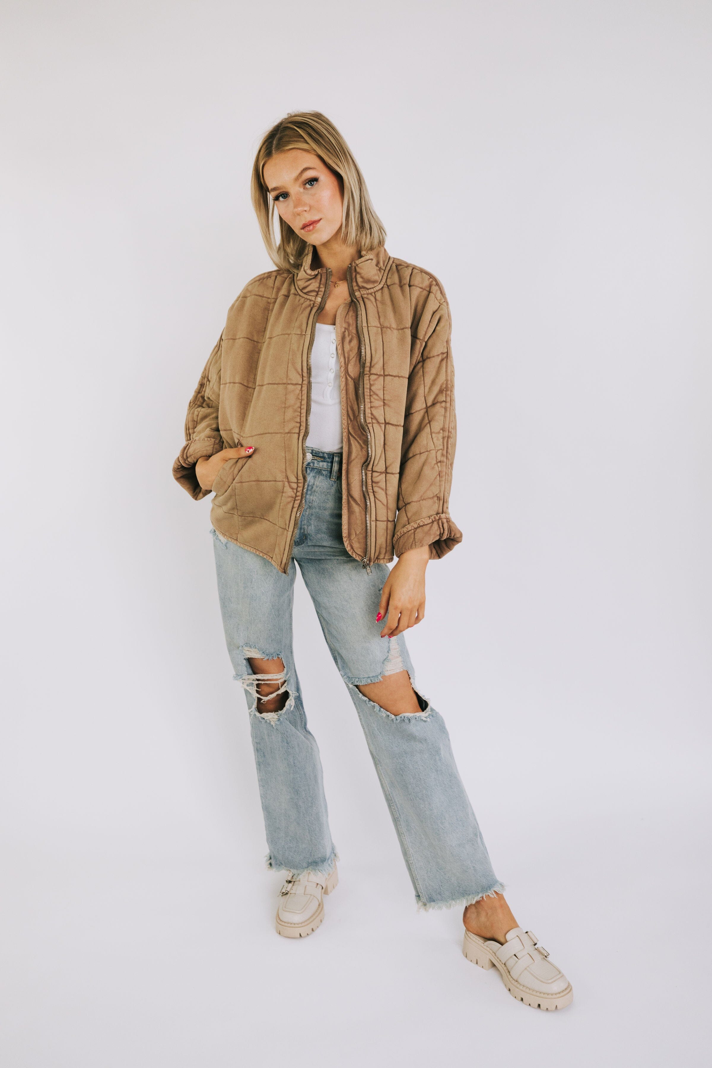FREE PEOPLE - Dolman Quilted Knit Jacket
