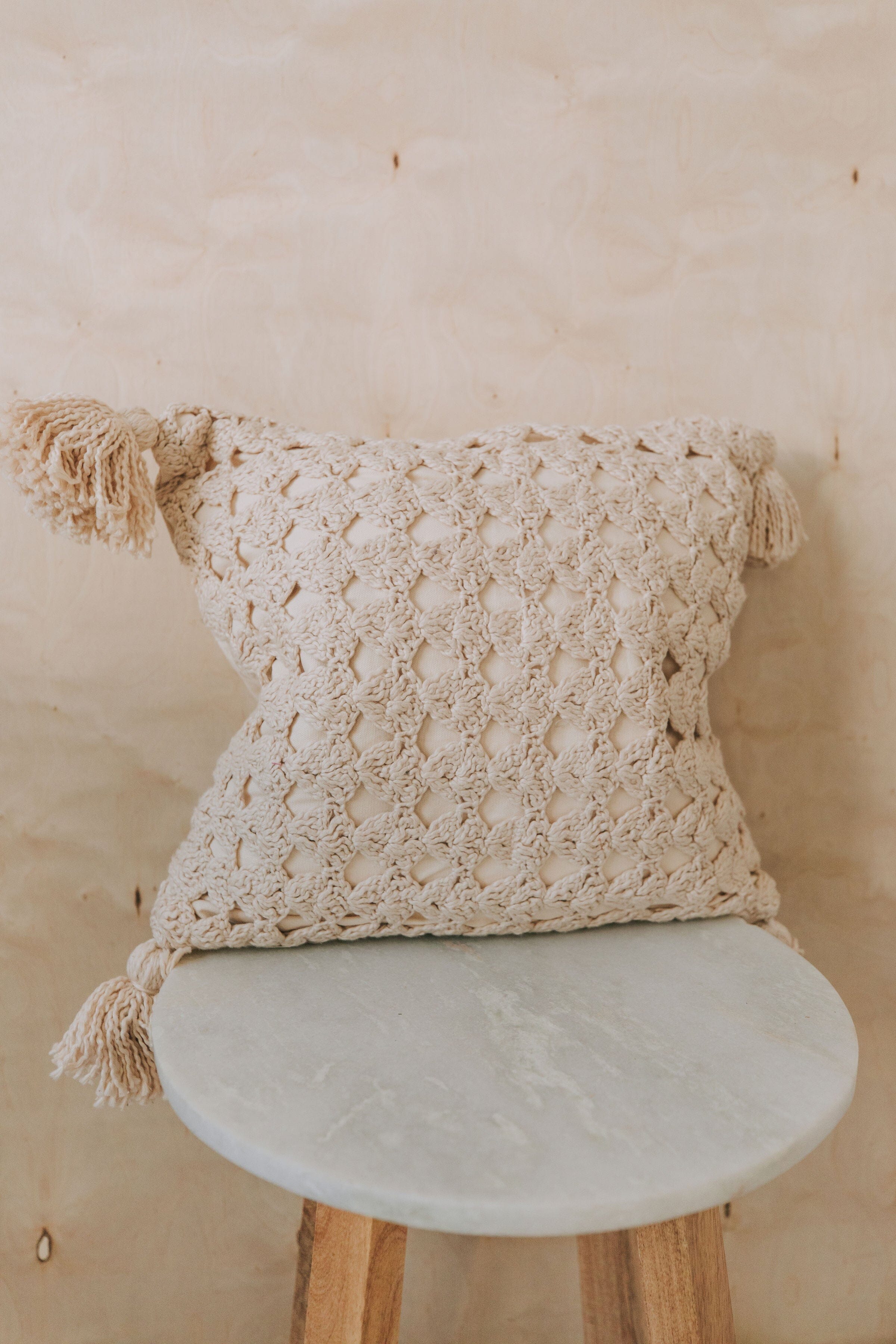 Crocheted Pillow w/ Tassels