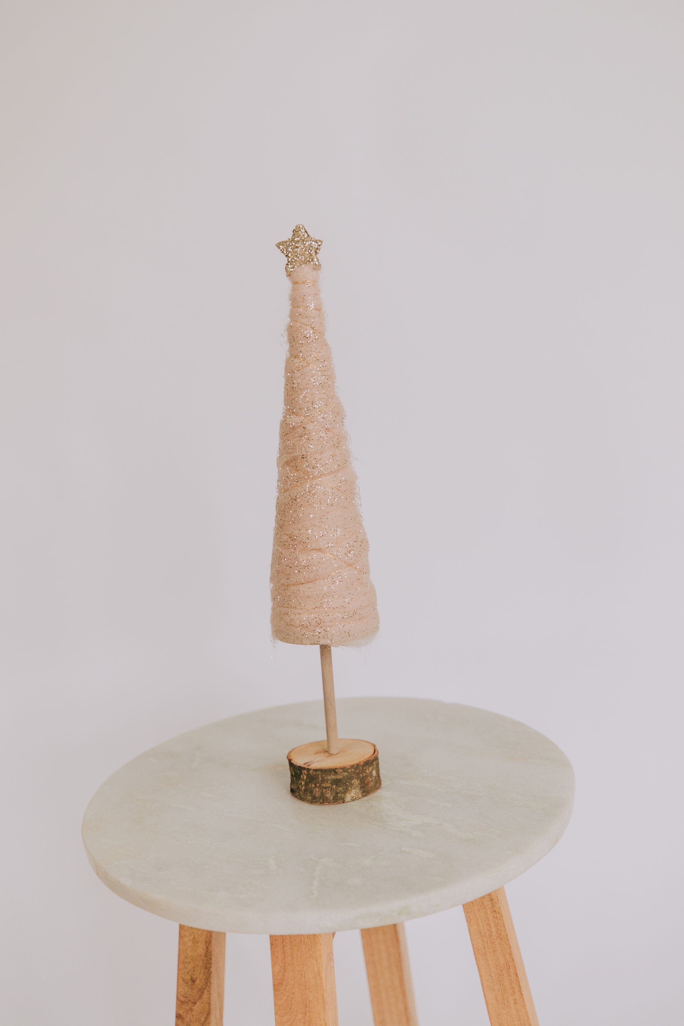 Wool Cone Tree w/ Glitter + Star