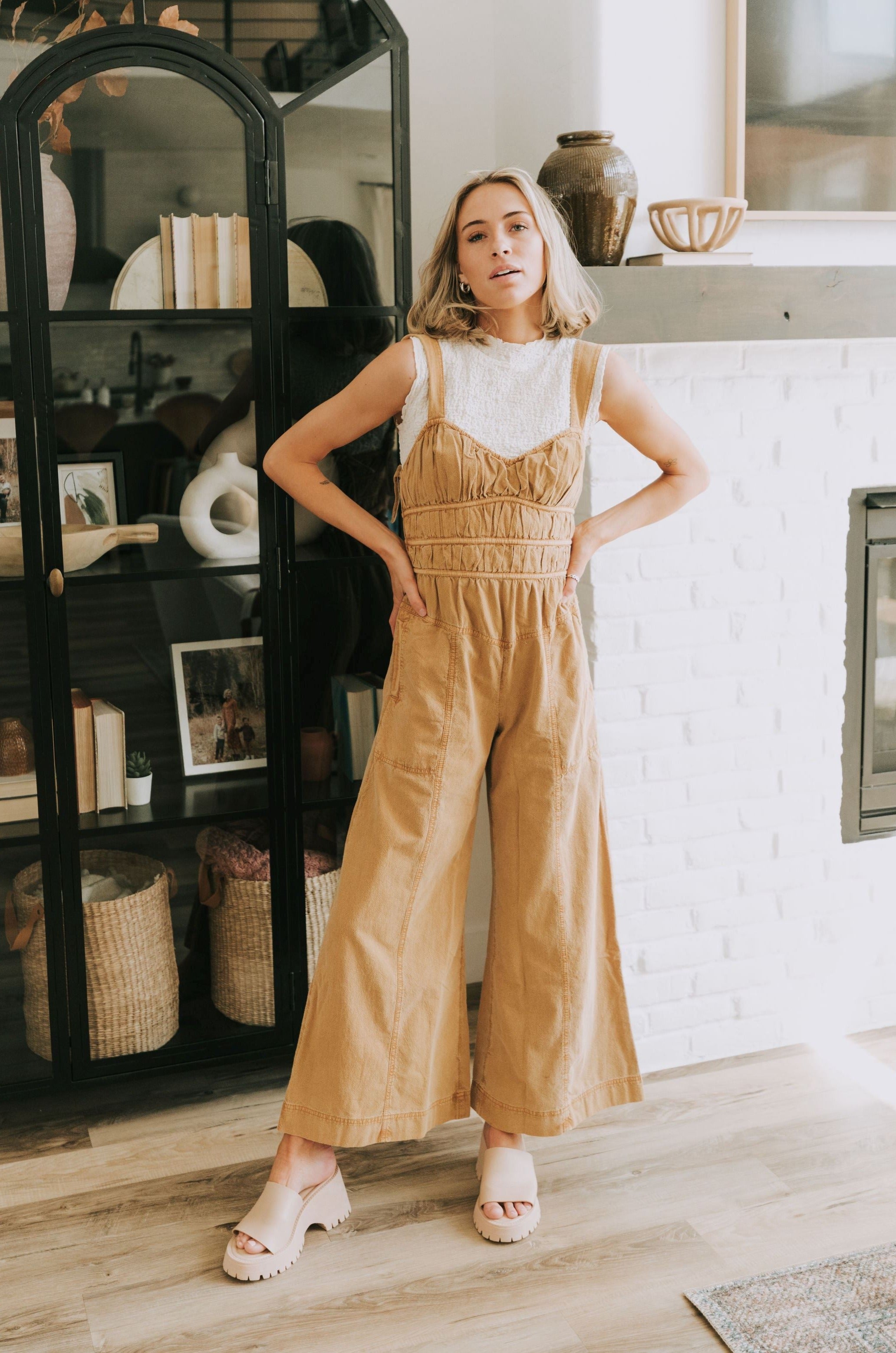 FREE PEOPLE - After All Ruched One-Piece Jumpsuit