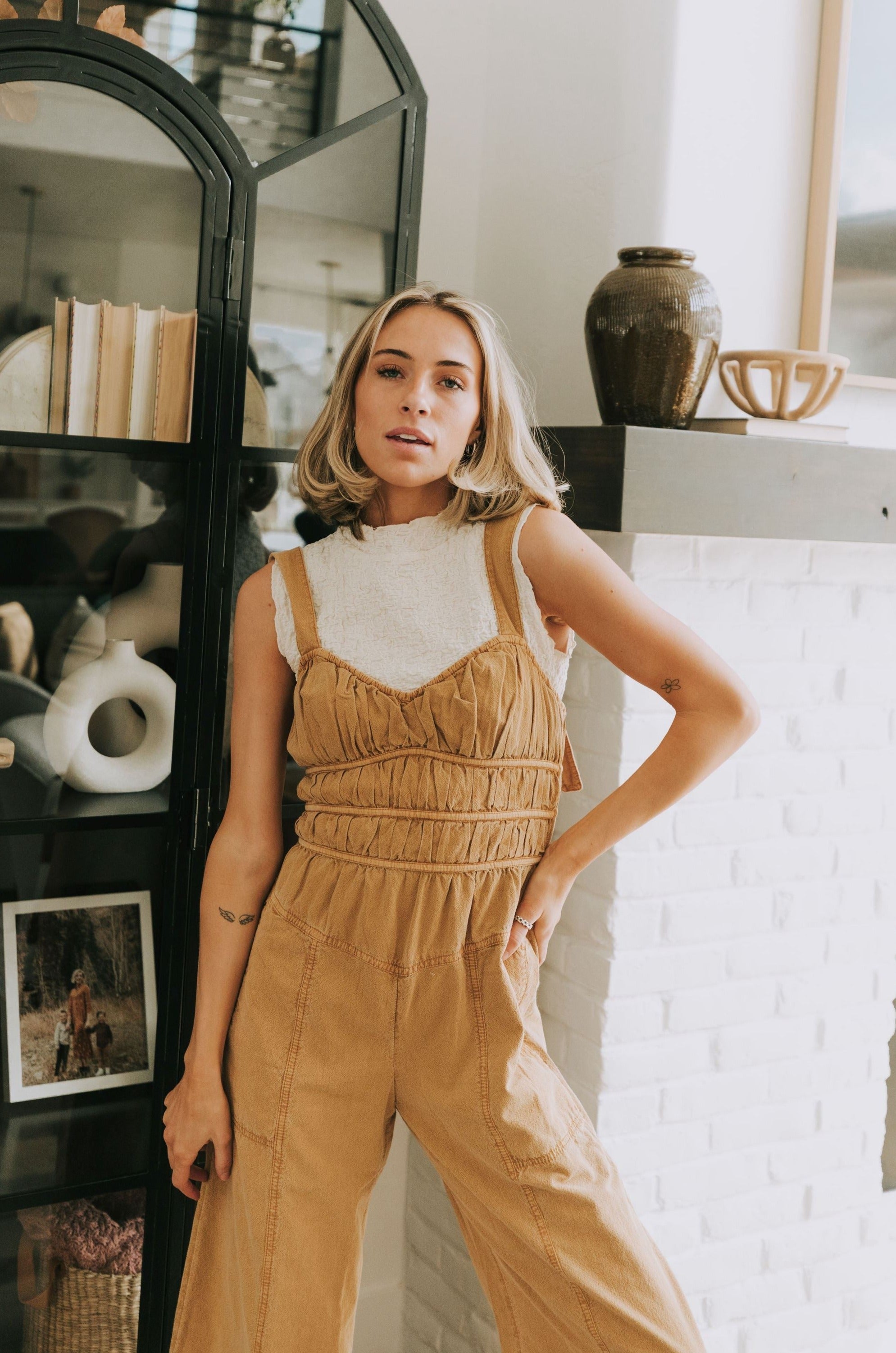 FREE PEOPLE - After All Ruched One-Piece Jumpsuit