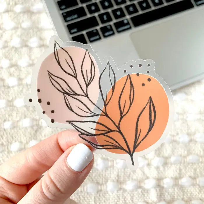 Clear Pink Leaves Sticker