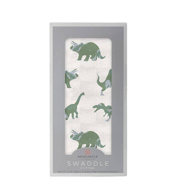 BABY - Granite Green Dinosaurs Cotton Swaddle